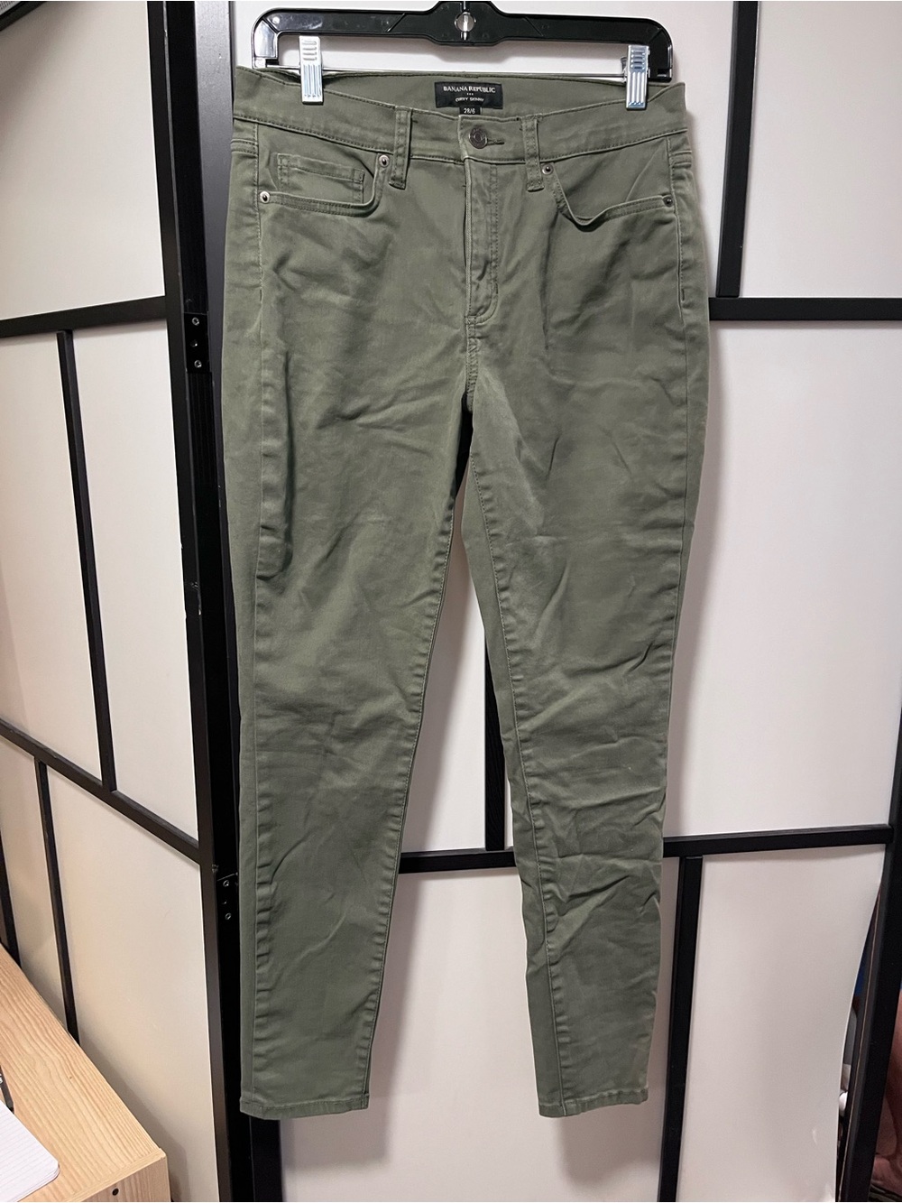 Banana Republic Curvy Skinny Pants Olive Green High Rise Size 28/6 Washwell